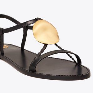 Tory Burch PATOS MULTI-STRAP SANDAL Black Gold Disc 7